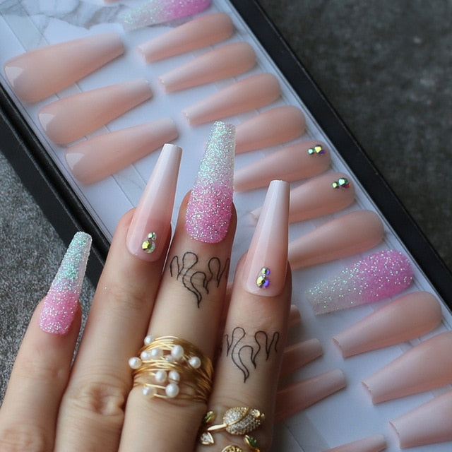 Nude/Ombre Pink Crystals